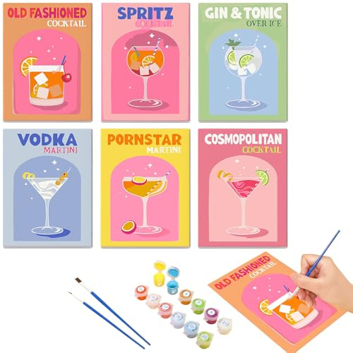 Cocktails Paint by Numbers Kits for Adults,DIY Beginner's Cocktail Digital Oil Painting Kit,Cocktail Paint by Numbers Canvas Kit with Brush, Paints and Fram,Painting Arts Kit for Home Wal