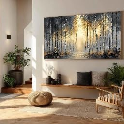 CAOXTART Dipinti a olio testurizzati, poster e stampe dai toni dorati, grandi tele con paesaggi per la decorazione della parete del soggiorno, decorazioni per la casa (60x120 cm/senza cornice)