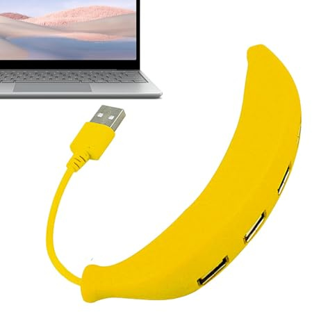 Hub USB 2.0 a 4 porte - Splitter dati a forma di banana, divertente adattatore splitter USB 480Mbps, presa multipla Plug & Play per PC portatile | Regalo divertente per il gadget del computer