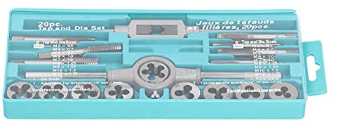 Set di maschi e filiere metriche, kit di utensili per filettatura con denti lavorati a CNC, trattati termicamente a 60HRC per elevata durezza, include filiere M3 - M12 e maschi