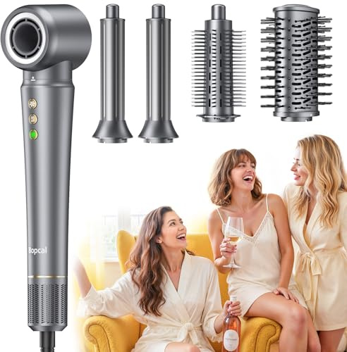 Bopcal Hair Styler 5 in 1 Asciugacapelli - Professionale Phon Capelli，Arricciacapelli Automatico 32MM, Spazzola Aria Calda con Milioni Ionico, Volumizzant, Liscio, Regali 892-B