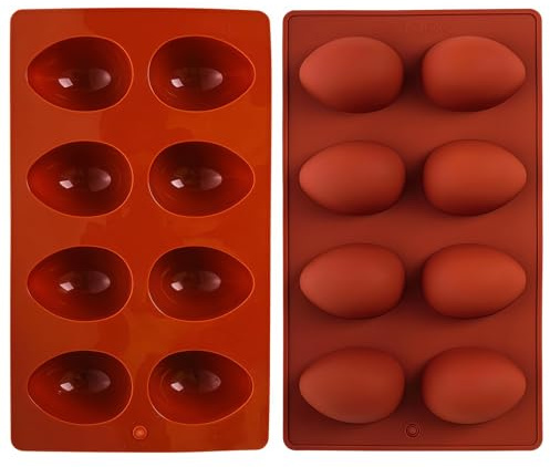 BelleFlair 2 Pezzi 8-Cavi stampi di Pasqua per Cioccolato, Stampo in Silicone per Dolci, Decorazione Torte Uova di Pasqua, Accessori in Silicone per Pane, cubetti di Ghiaccio
