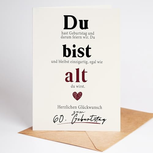 Lovely Cards 60. Geburtstag Karte Mann Lustig – DU BIST ALT – Lustige Geburtstagskarte 60 Jahre – Witzige Geburtstagskarte für Männer & Frauen – karte 60 geburtstag mann