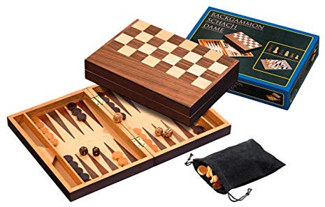 Philos 2508 - Schach-Backgammon-Dame-Set, Feld 32 mm, Königshöhe 65 mm, Magnetverschluss