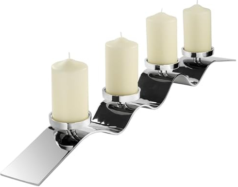 Fink 4-flammiger Kerzenhalter 105 cm Aluminium für Stumpenkerzen in Wellenform