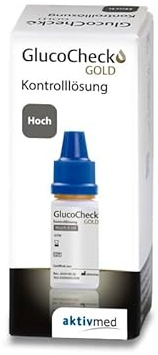 GlucoCheck GOLD Kontrolllösung hoch – 4 ml – Kontrolllösung zur Funktionsprüfung von Blutzuckermessgeräten