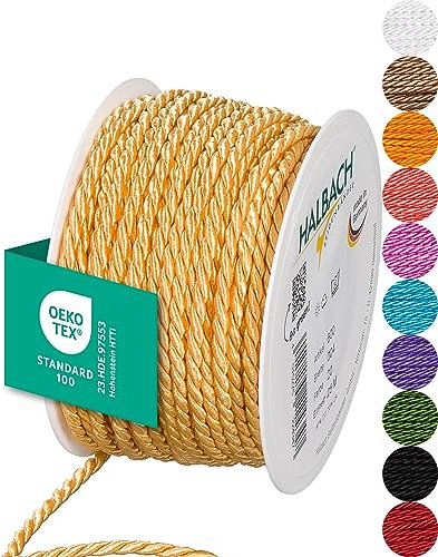 Halbach Seidenbänder Premium Kordel (apricot) | Breite 4mm Länge 25m | Made in Germany & Öko-Tex Zertifiziert | glänzende Satinkordel aus Acetat