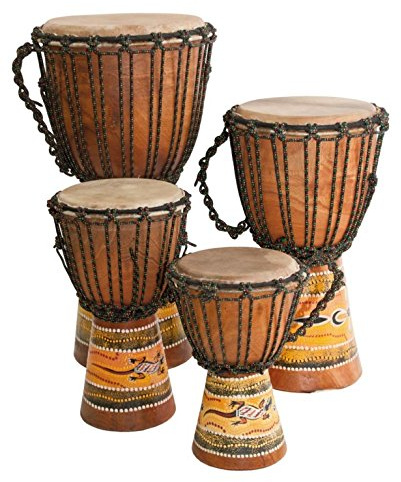 Djembé Einsteiger Trommel Mahagoni Dotpaint 30cm Ø 16-18cm Muster Punktbemalung