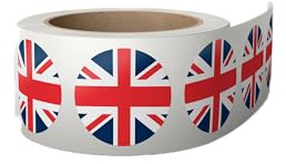 500 klistermärken Storbritannien flagga 2,5 x 2,5 cm – Union Jack Flagg-Sticker – etiketter på rulle Storbritannien | England flagga klistermärken
