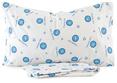 Carillo Lenzuola SSC Napoli Completo Ufficiale per Letto Singolo con Scudetto N840 Bianco