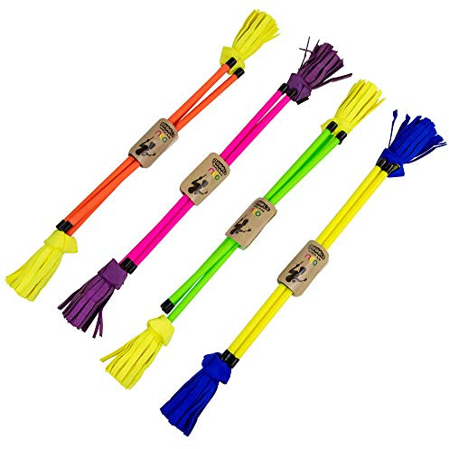 Juggle Dream Set di Neo Flowerstick e Bastoni da Giocoliere. Bastone in Fibra di Vetro Rivestito in Silicone Neon Ultra Luminoso (Giallo/Blu)