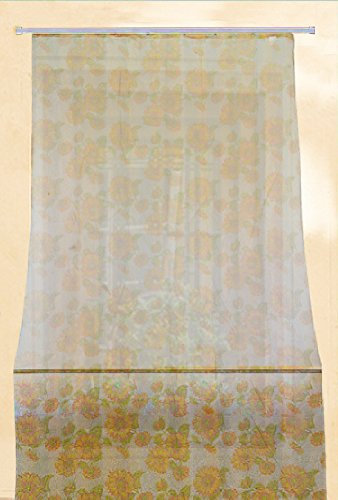 Tata Home Tenda Zanzariera Porta Ingresso con Anelli Fantasia Fiori Resistente Antimosche Misura 150x250 cm Dis. 3 Girasoli