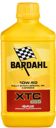 Bardahl - Olio Motore XTC C60 10W-50 per Moto 4 Tempi, Contrasta la Formazione dei Depositi Garantendo la Massima Pulizia del Motore, 100% Sintetico, 1 Litro