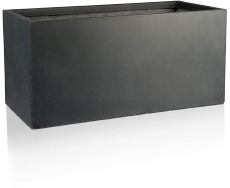 IDEALIST 60cm Large Trough | Dark Grey Reinforced Stone Rectangular Planter | Garden Planters with Drainage Holes L60 W30 H30 cm, 35 litres