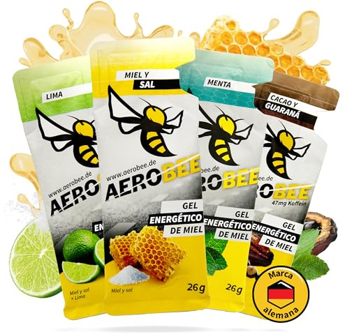 AEROBEE Energy Gel Classic - Probierpaket 4x26 g [100% Natürliches Energie aus Honig] richtig leckeres Sportgel für den Ausdauersport, Energy Gel Laufen, Power Sport, Sportnahrung