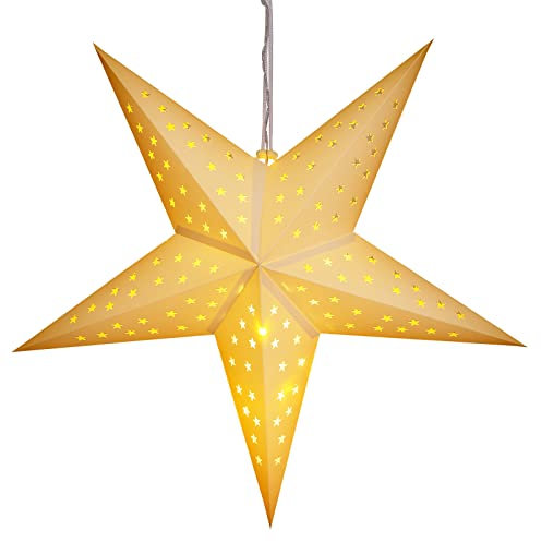 CASARIA® LED Weihnachtsstern Beleuchtet 60 cm Batterie Fenster Innen Weihnachtsdeko Weihnachten Fensterdeko Leuchtstern Dekostern Papierstern Weiß