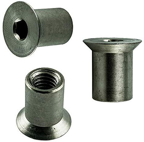 M16 x 25 mm (50 Stück) Hülsenmuttern mit Senkkopf u. Innensechskan - Edelstahl VA A1 V1A - Senkkopf-mutter rostfrei | AGBERG