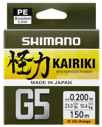 Shimano Line Kairiki G5 Angelschnur, 150 m, 0,13 mm, 4,1 kg, Orange