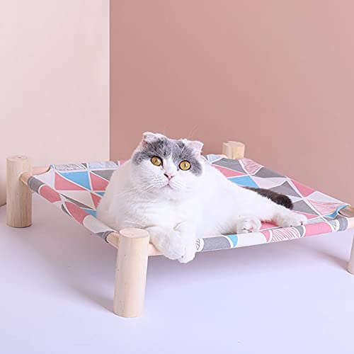 croselyu Katzenholz Hängematte Haustier Katzenstreu Vier Ecken Massivholz Hängematte Katzenbett abnehmbar und waschbar Katzenbett Katzenzubehör Katzenhängematte (rosa)