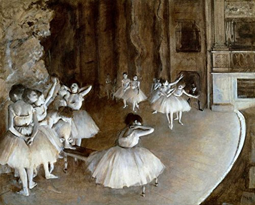 Feeling at home LEINWANDDRUCK im SCHATTENFUGENRAHMEN Ballettprobe am Set, 1874 Degas Edgar - Tanzen horizontal Kunstbilder im Holzrahmen cm_78_X_96