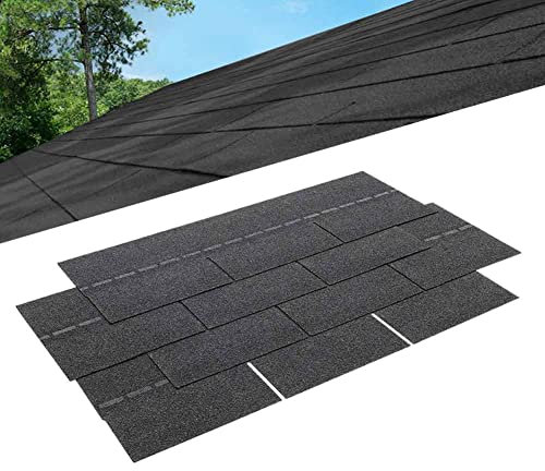 Pack of 18pcs Asphalt Roof Shingles 2.61sqm Self-adhesive Sheds Roofing Felt Shingles Tiles for Most Roof of Sheds Arbour Porch Wendy House Doghouse Log Cabin (Square 3 Tab Shingles, Grey)