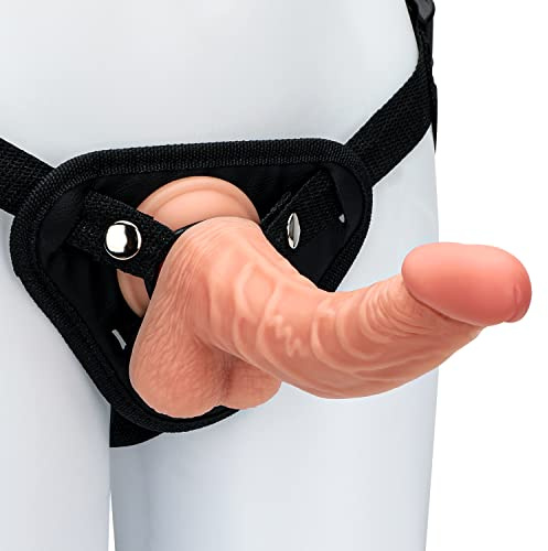 bsqipsd Flesh Color Triple Strap On Kit de arnés con 1 consolador realista - PVC - Ventosa fuerte