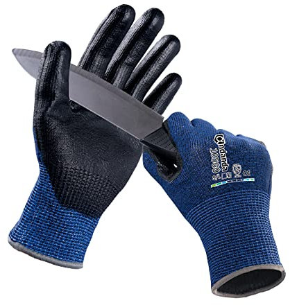 ANDANDA Cut Resistant Gloves Work Gloves 6 Pairs with PU Coating in M - Level 5 Cut Protection PU Coating Thin and Lightweight for Assembly, Building