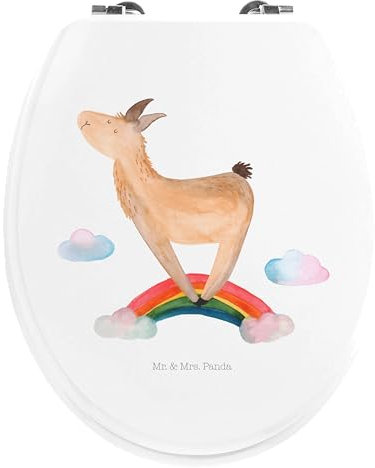 Mr. & Mrs. Panda Motiv WC Sitz Lama Regenbogen - Geschenk, Freiheit, Klodeckel, Wolkenland, Toilettendeckel, Hobby, Alpaka, WC-Sitz, Selbstständig,