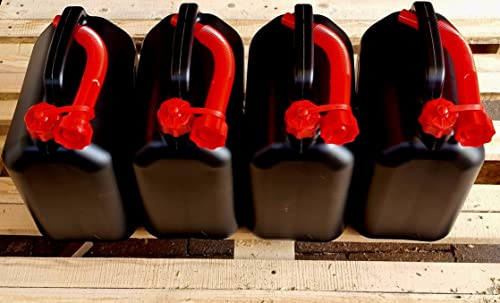 4x Benzinkanister 10L SCHWARZ Dieselkanister Reservekanister Kraftstoffkanister 10 Liter Wasserkanister für Benzin Diesel Wasser AdBlue, 10-Liter-Kanister mit Außgießer 10 ltr Petrol Can