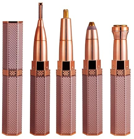 Gesichtshaarentferner, UBS wiederaufladbarer 4-in-1 Augenbrauen-Trimmer & Gesichtshaarentferner, schmerzloser Damenrasierer für Gesicht, Augenbraue, Nase, Ohr, Körperhaar (Farbe: Rose Gold)