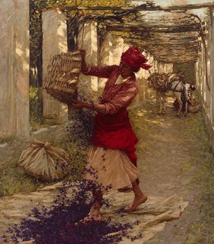 FROZBI Leinwandbilder Bild Poster Kunstdrucke Ölgemälde Veilchen für Parfüm von Henry Herbert La Thangue für Wanddekoration 60x90cm