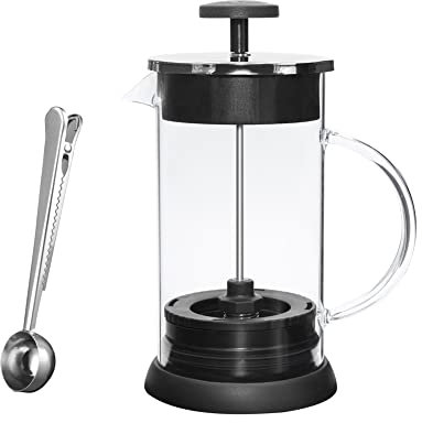 DieffematicKF Coffee Machines Coffee Maker Tea Brewer Kettle Glass Rust-Free Coffee Press Home/Office Cafetiere With 1 Spoon 1000ML