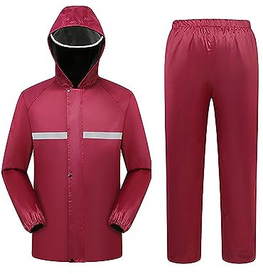 FASLOLSDP Giacca di avvertimento con pantaloni di avvertimento, giacca da lavoro riflettente, pantaloni funzionali, impermeabili, antivento, Rosso-12, XXXL