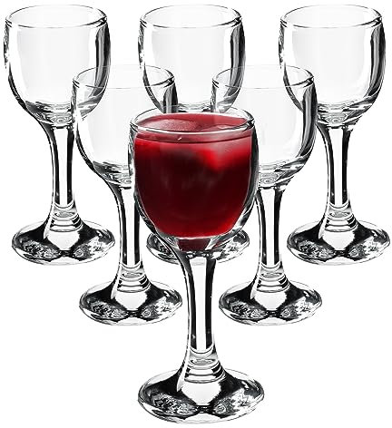 KADAX Calici da vino, lavabili in lavastoviglie, set di bicchieri da vino di alta qualità ed elegante, per vino rosso e bianco, calici per servire vino e spumante (6 x 55 ml, per liquore)