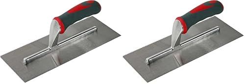 Faithfull SGTNOT3 V-Notched Trowel with Soft Grip Handle,Silver,280 mm x 115 mm (Pack of 2)