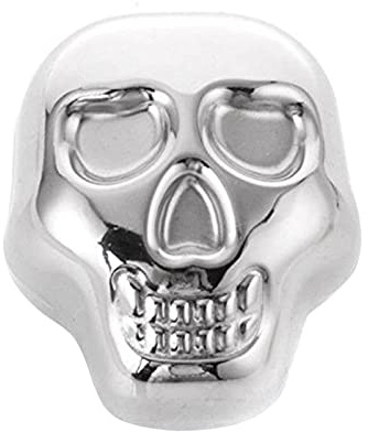 YUNNESS Whiskey-Steine in Totenkopf-Form, Edelstahl, wiederverwendbar, Whiskey-Kühlsteine, Metall, Getränkekühlstein