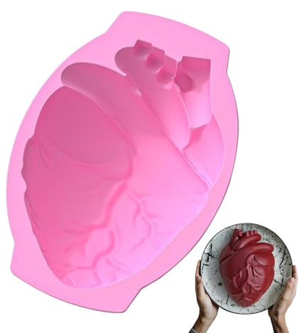 Generic Halloween Silicone Heart Mould - Human Heart Shapes - Kitchen Baking Tool, Cake Decoration Mould for Cupcake Topper, Cake Pop