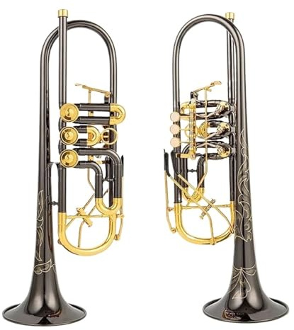 Standardtrompete Bb-Trompeten-Drehventil Typ B Flacher Messing-Flachschlüssel Professionelle Trompeten-Musikinstrumente Schwarz-Nickel-Gold