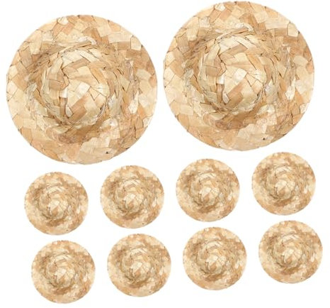 Levemolo 10stücke Teiliges Handgewebte Miniatur Strohhüte Leichte Vielseitige Puppenhüte Für Diy Bastelprojekte Foto-requisiten Und Kreative Dekorationen Stabile Materialien Für Langanhalte