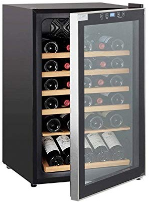 MOLVUS Refroidisseur de vin Rouge et Blanc thermoélectrique pour 30 Bouteilles, Affichage numérique de la température à écran Tactile, réfrigérateur de Cave à vin de comptoir Autonome