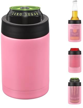 PATIKIL Slim Can Cooler, 12oz Skinny Can Insulated Beer Sleeve Drink Holder for Beer Soda Coffee Regular Cans and Bottles, Pink