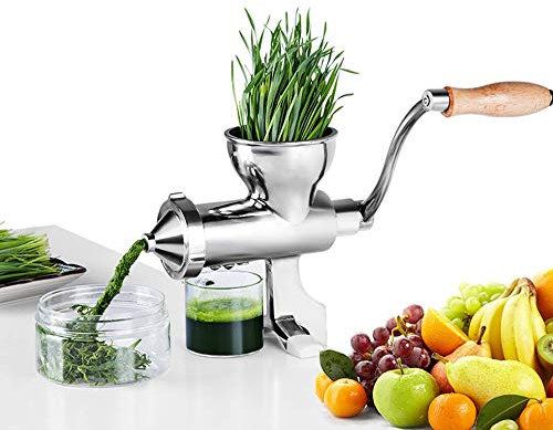 Manuelle Weizengraspresse aus Edelstahl für Obst Gemüse Zitrusfrüchte Orangensaft Presse Extraktor Multifunktionaler Schneckenpresse Slow Squeezer