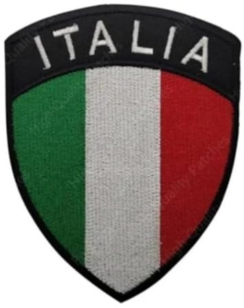 Suma Shop Bandera Escudo Italia con fijación cierre de gancho y ojal bordado. Parche con dimensiones 10 x 8 cm