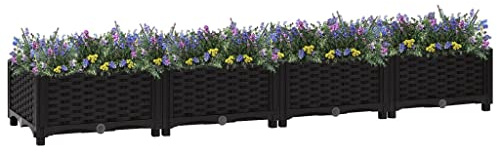 Bancal de polipropileno 160 x 40 x 23 cm – Jardín duradero para verduras y hierbas – Ideal para pequeños jardines y balcones