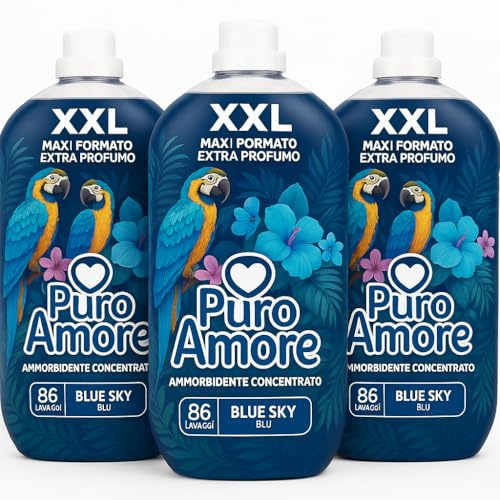 PURO AMORE Ammorbidente Concentrato Blue Sky – Extra Profumo | Formato XXL 86 Lavaggi | Confezione da 3 o 6 Pezzi (3)