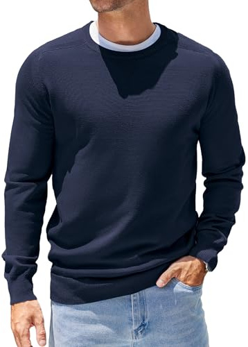 COOFANDY Combinaison à Manches Longues tricoté décontracté col Rond Pull léger uni Hommes Tops d'hiver