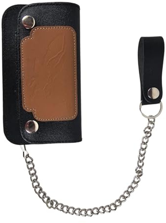 WinNet Portafogli moto custom pelle catena per biker porta foglio portamonete documenti monete