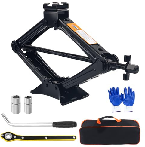Heavy Duty Scissor Jacks for Car Set,Portable Car Jack Kit Lifts Heights of 3.93 to 15.35 Inch,2 Ton 4409 lbs Tire Jack Kit for Cars with Tire Wrench & Ratchet Wrench
