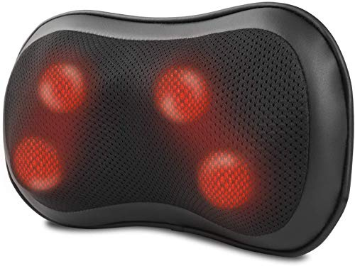 RENPHO Back Massager, 4D Kneading Massage Pillow with 3 Intensities, Neck Massager with Heat, Shiatsu Back Neck and Shoulder Massager with Bi-Direction, Deep Massage Cushion for Home, All Deep Black
