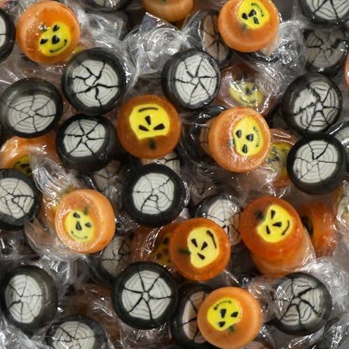 EinsSein Halloween Bonbons Kürbis & Spinnennetz 2kg | Vegane Rocks Candy Süßigkeiten | Gruselige Mitgebsel für Kinder Party Deko & Süßes oder Saures | Großpackung
